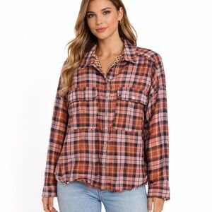 Anthropologie Pilcro Plaid Button Front Shirt Boho Casual Long Sleeve Size 1X